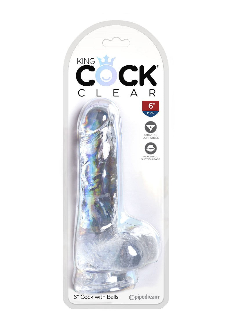 KingCockClear 6 w balls pink