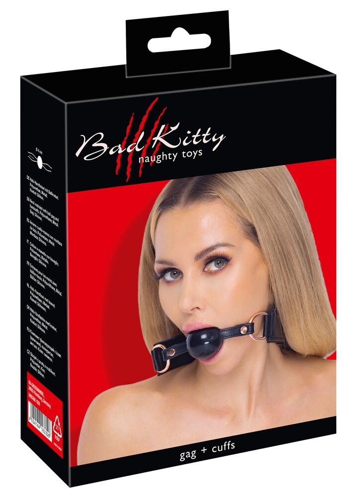 Bad Kitty Ball Gag+Cuffs rose