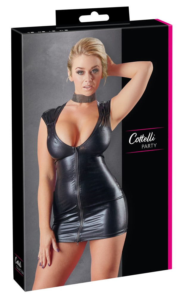 Wetlook jurk met rits L