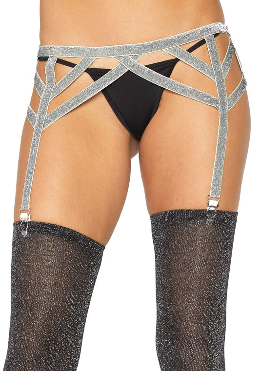 Lurex elastic garter belt