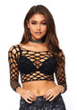 Net long sleeved crop top