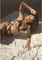 Open cup bra & garter belt set