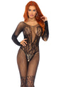 Vine Lace And Net Bodystocking
