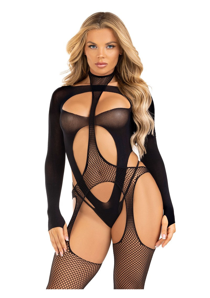 Bodystocking with cutout teddy